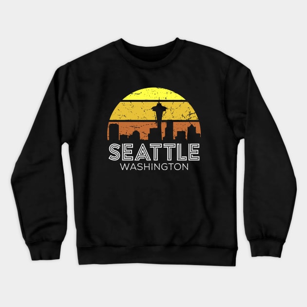 Seattle Washington Sunset Crewneck Sweatshirt by Design_Lawrence